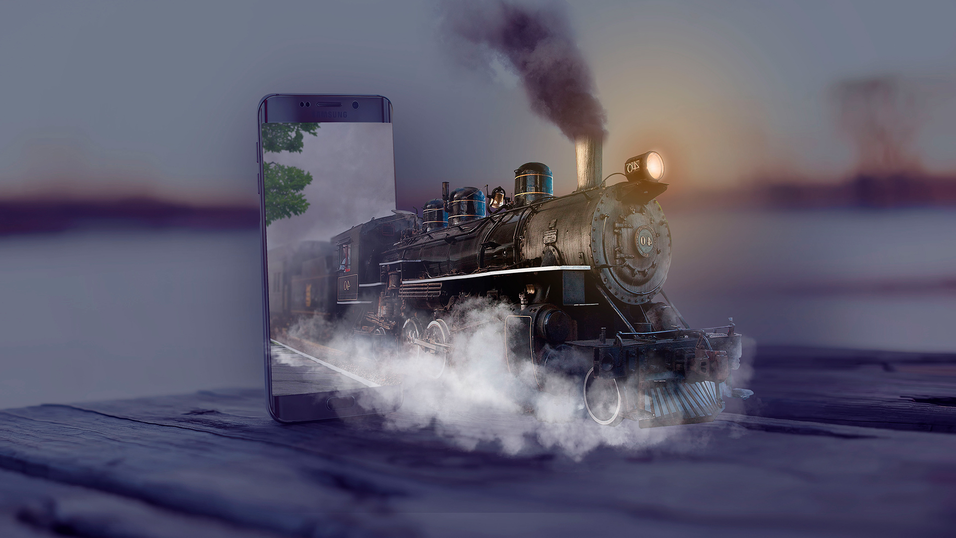 휴대폰 뚫고 나온 기차